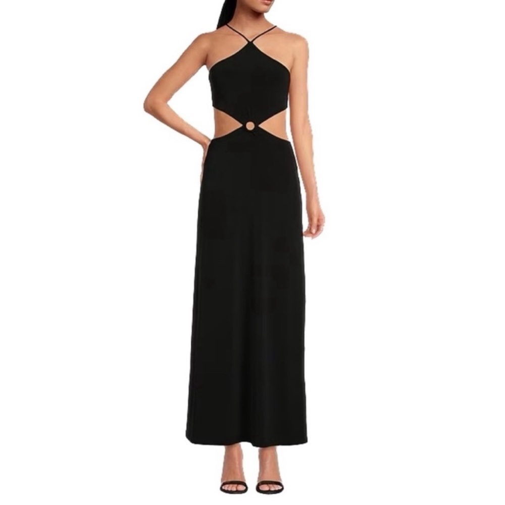 Gianni Bini Black Halter Sexy Cutout Backless Maxi Dress NWT Size Medium